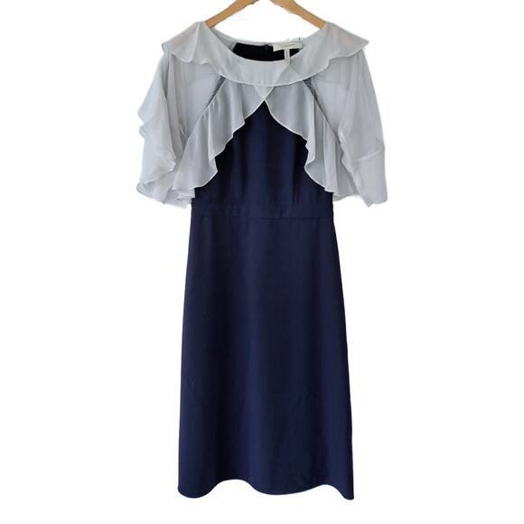 BCBGMaxAzria Runway Nicola Midi Dress Size XS SIlk Flutter Top Retro - Picture 11 of 11